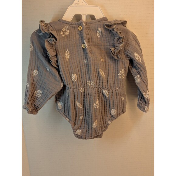 Ettie H Pippa Bubble Gray Long Sleeve  w/ Ruffle sleeve Size 0-3mths - Picture 3 of 5